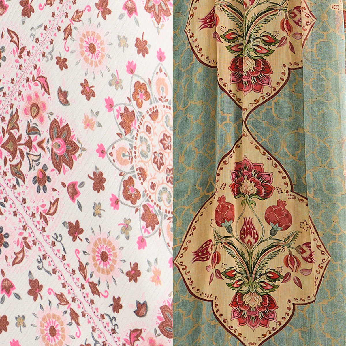 Chai Floral and Garden Mist print swatches