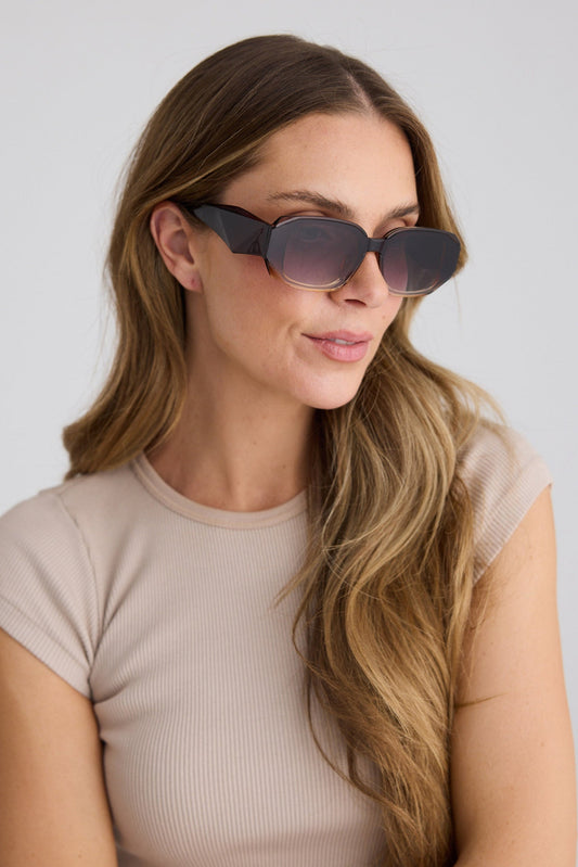 Alternate view of Brown Ombre London Sunglasses on white background