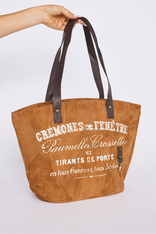 Cremones Bag - Tan bag in tan with structured silhouette, alternate view on white background