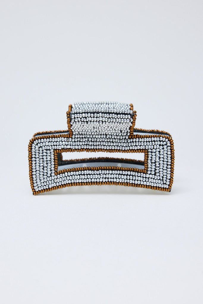 Beaded hair clip on a white background