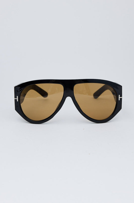 Angled view of Black Paparazzi Sunglasses on white background