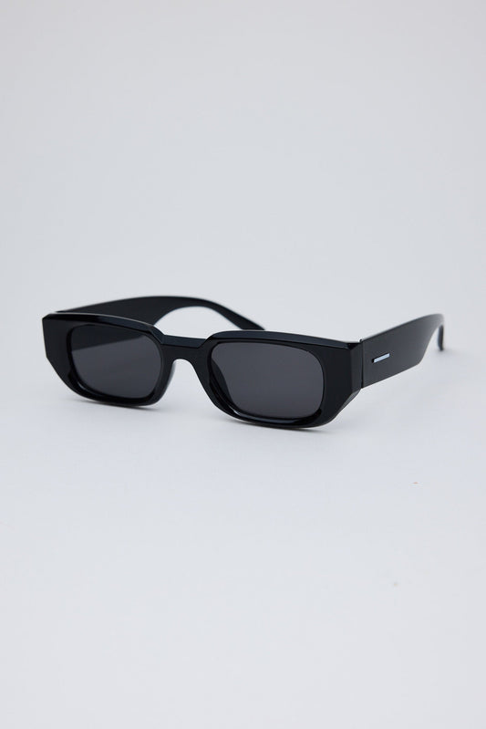 Angled view of Black Beverly Sunglasses on white background