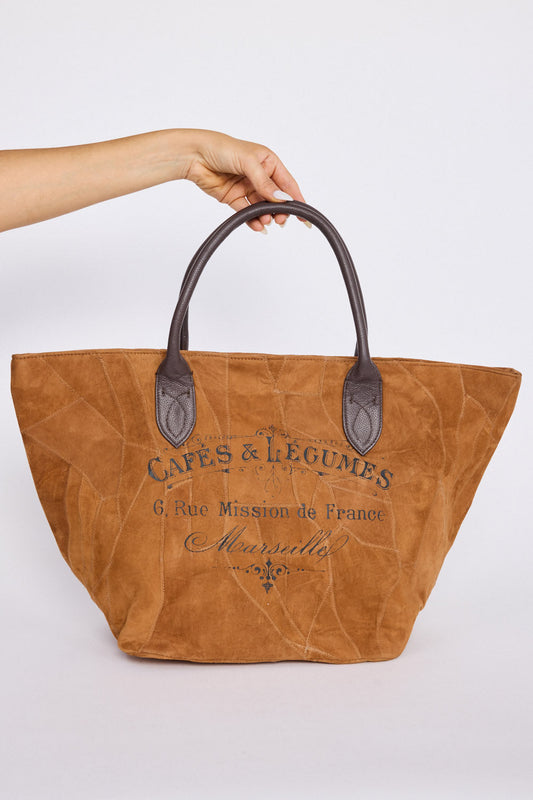 Cafes Bag - Tan bag in tan with structured silhouette, alternate view on white background
