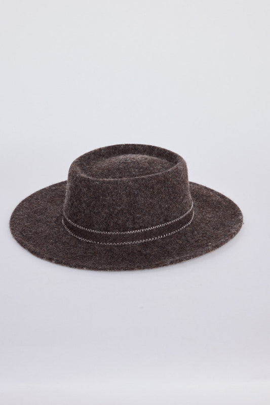Road Trip Hat - Chocolate hat in chocolate with wide brim silhouette, front view on white background