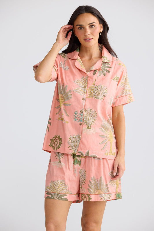Namaste Pyjama Set in Baby Pink Palm — additional view.