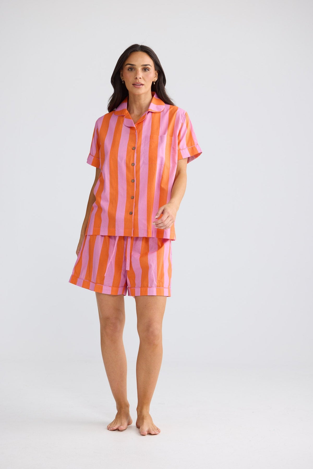 Namaste Pyjama Set in Lilac with Orange Stripe — additional view 2.