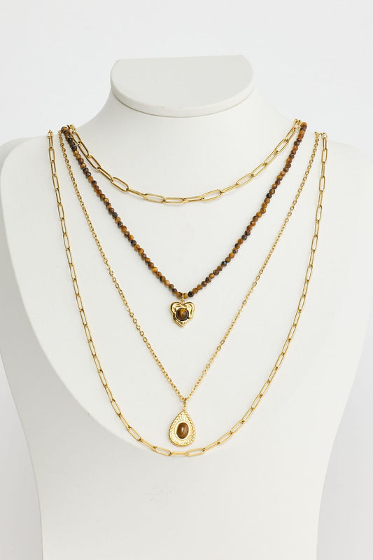 Layered gold and brown necklace
