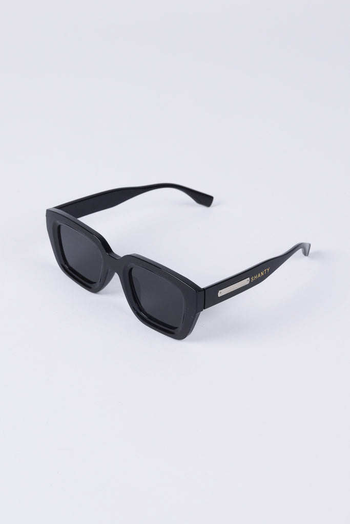 Black sunglasses on a white background