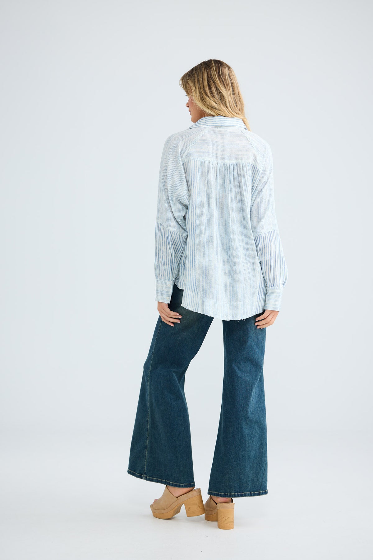 Bodhi Shirt in blue stripe — additional view.