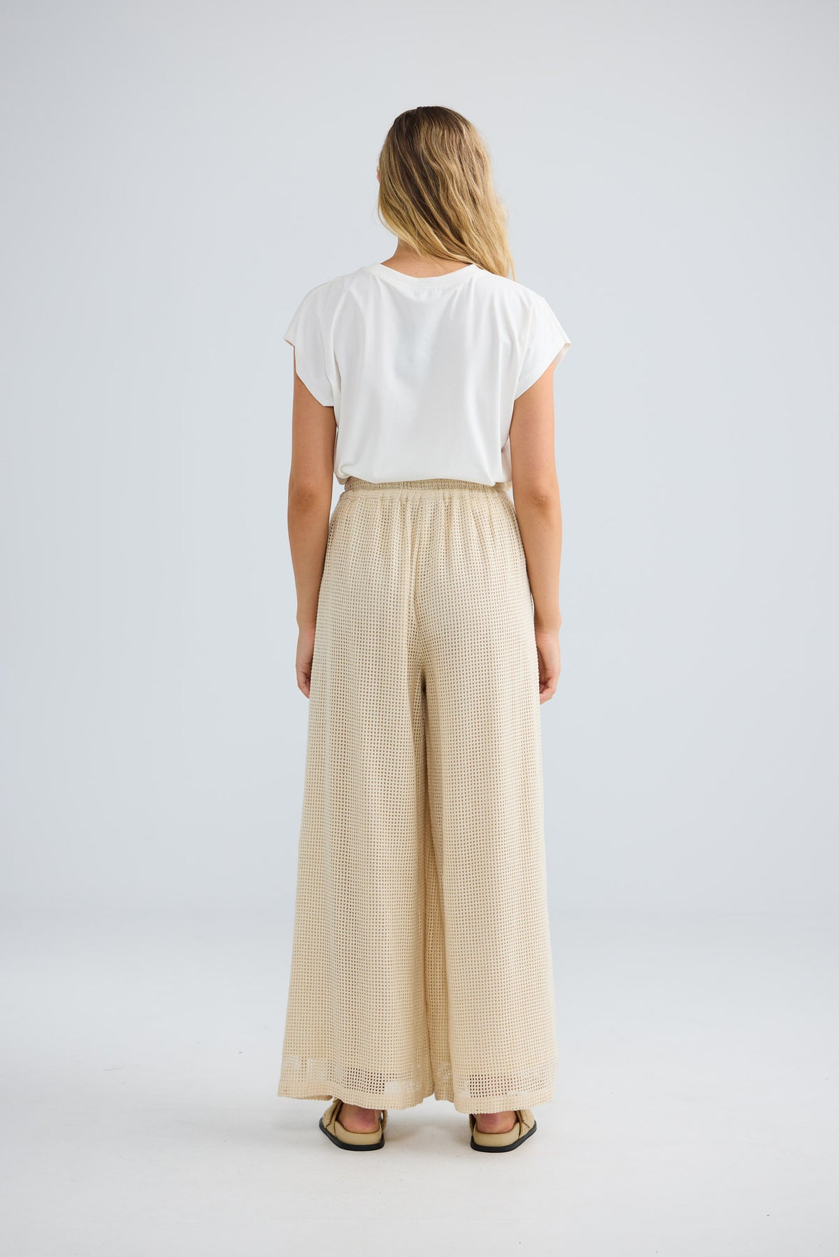 Freedom Pant in natural with a wide leg.
