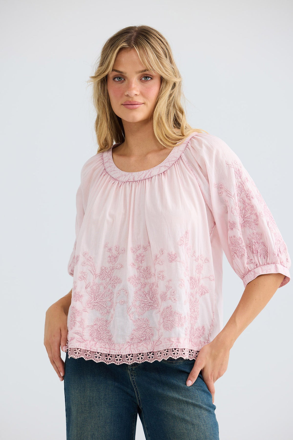 Thistle Top in soft pink — additional view 2.