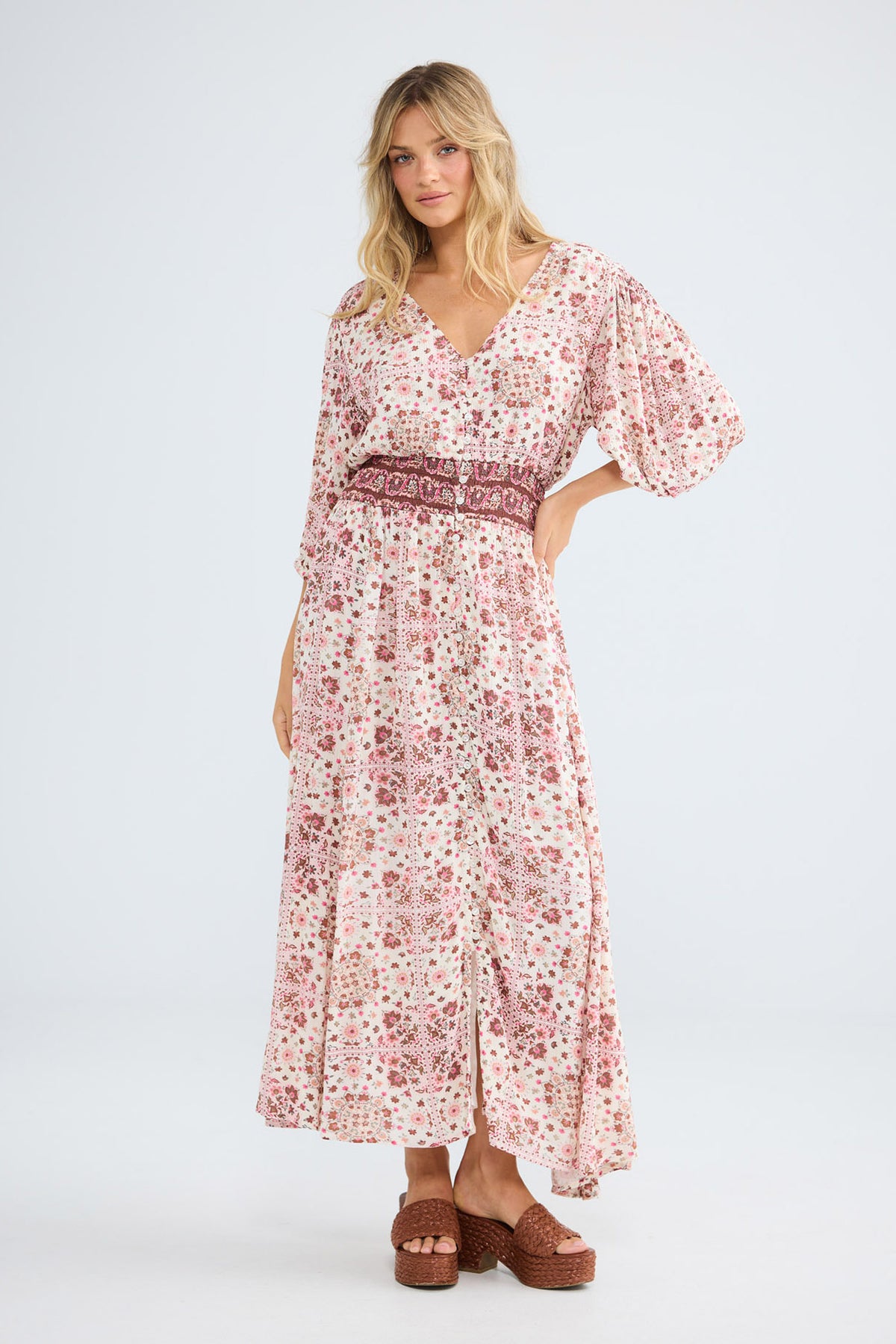 Halo Dress in chai floral — additional view 3.