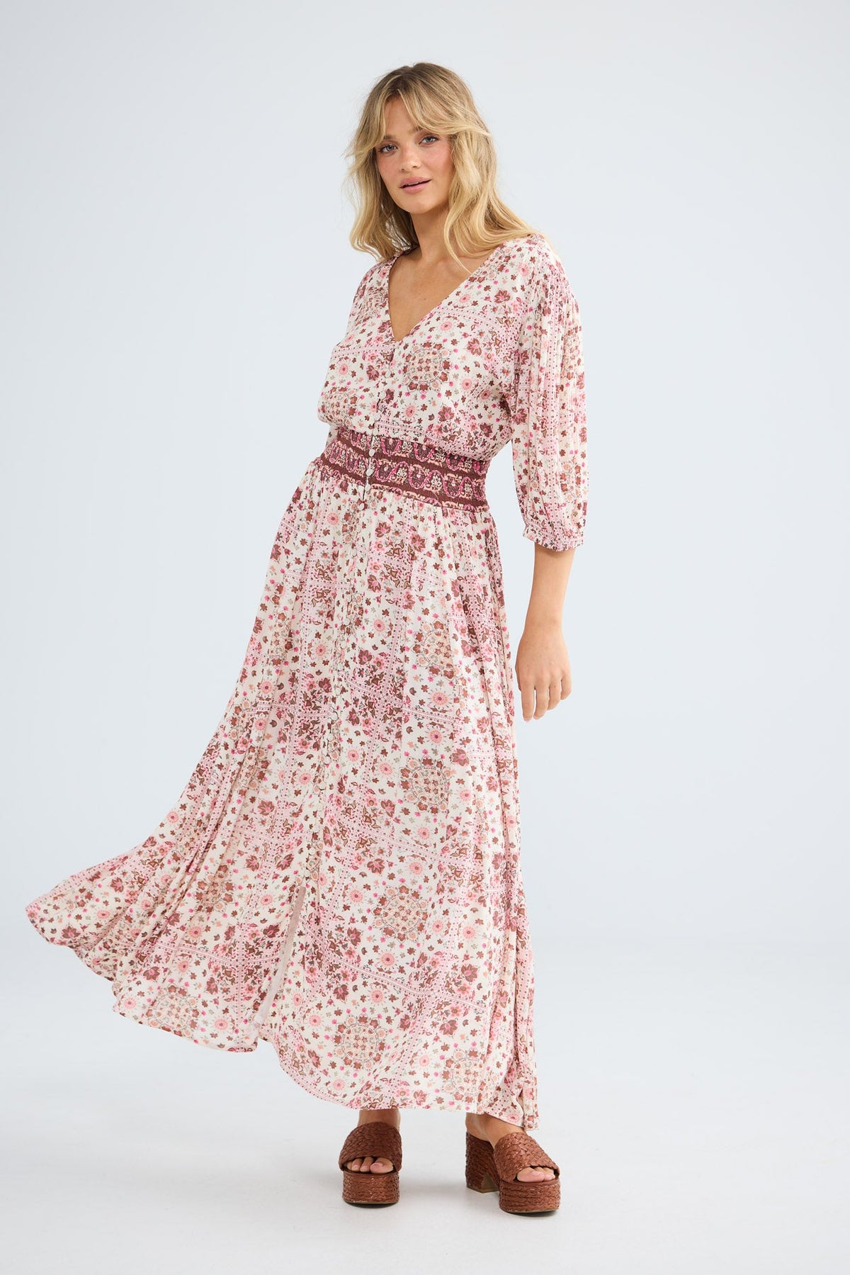 Halo Dress in chai floral — additional view 4.