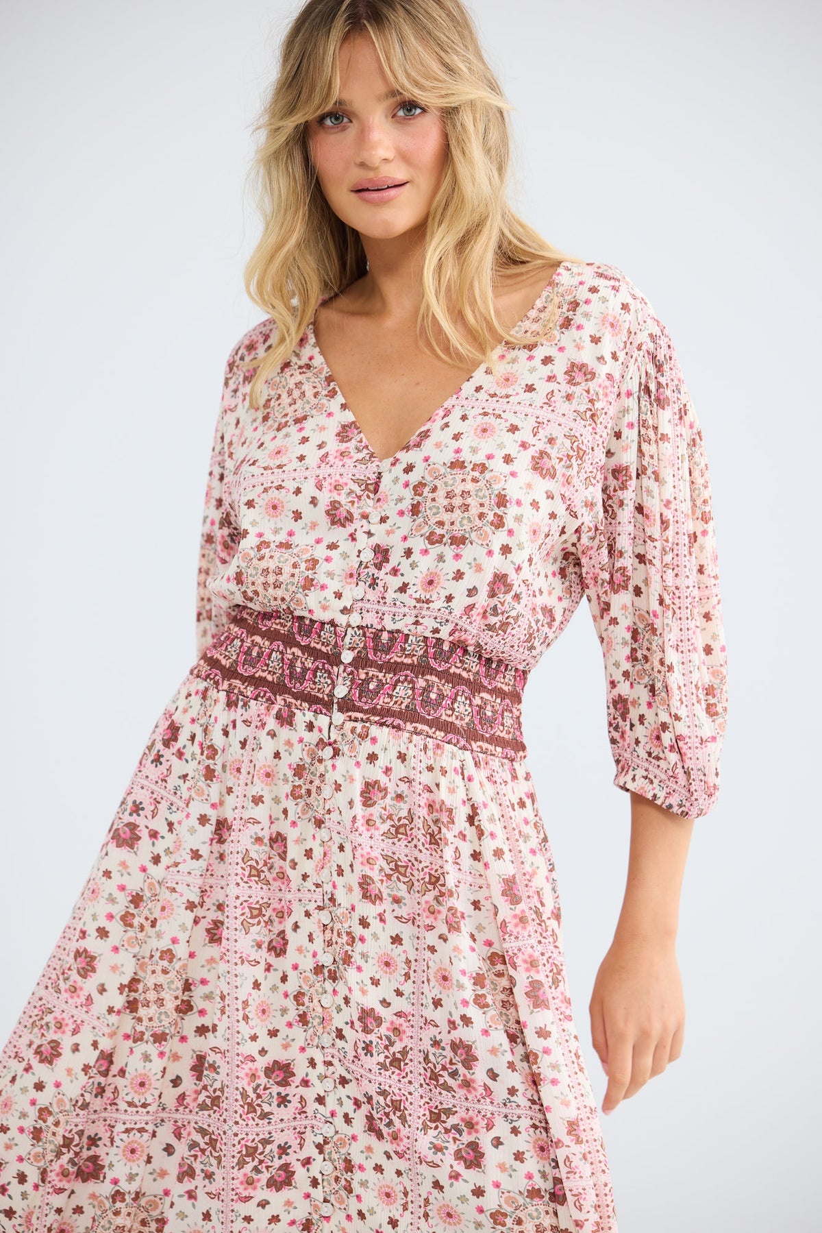 Halo Dress in chai floral — additional view 5.