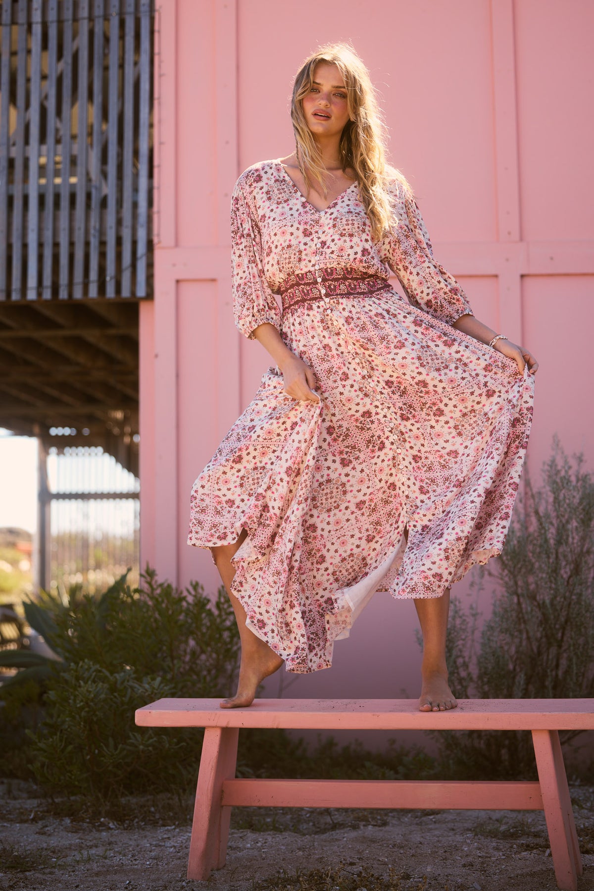 Halo Dress in chai floral — additional view 2.