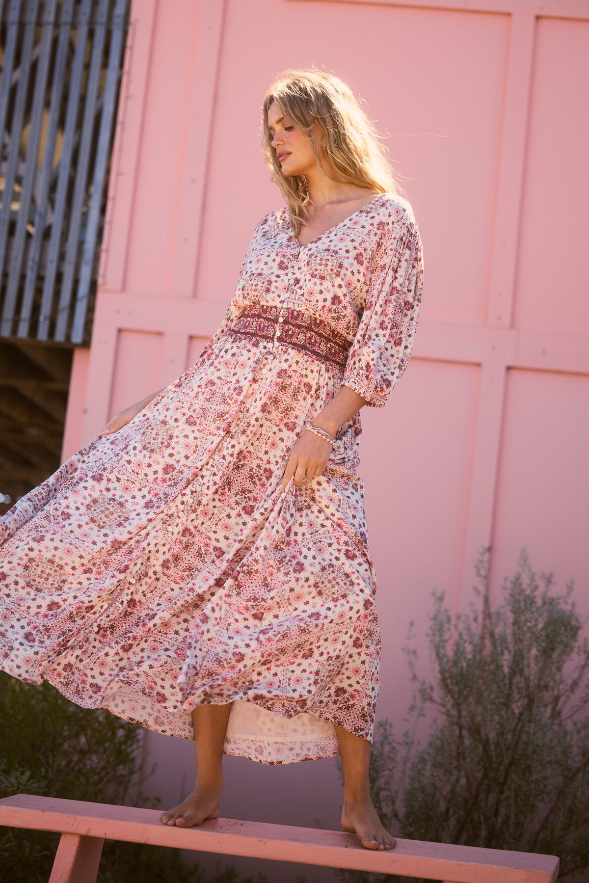 Halo Dress in chai floral — additional view.