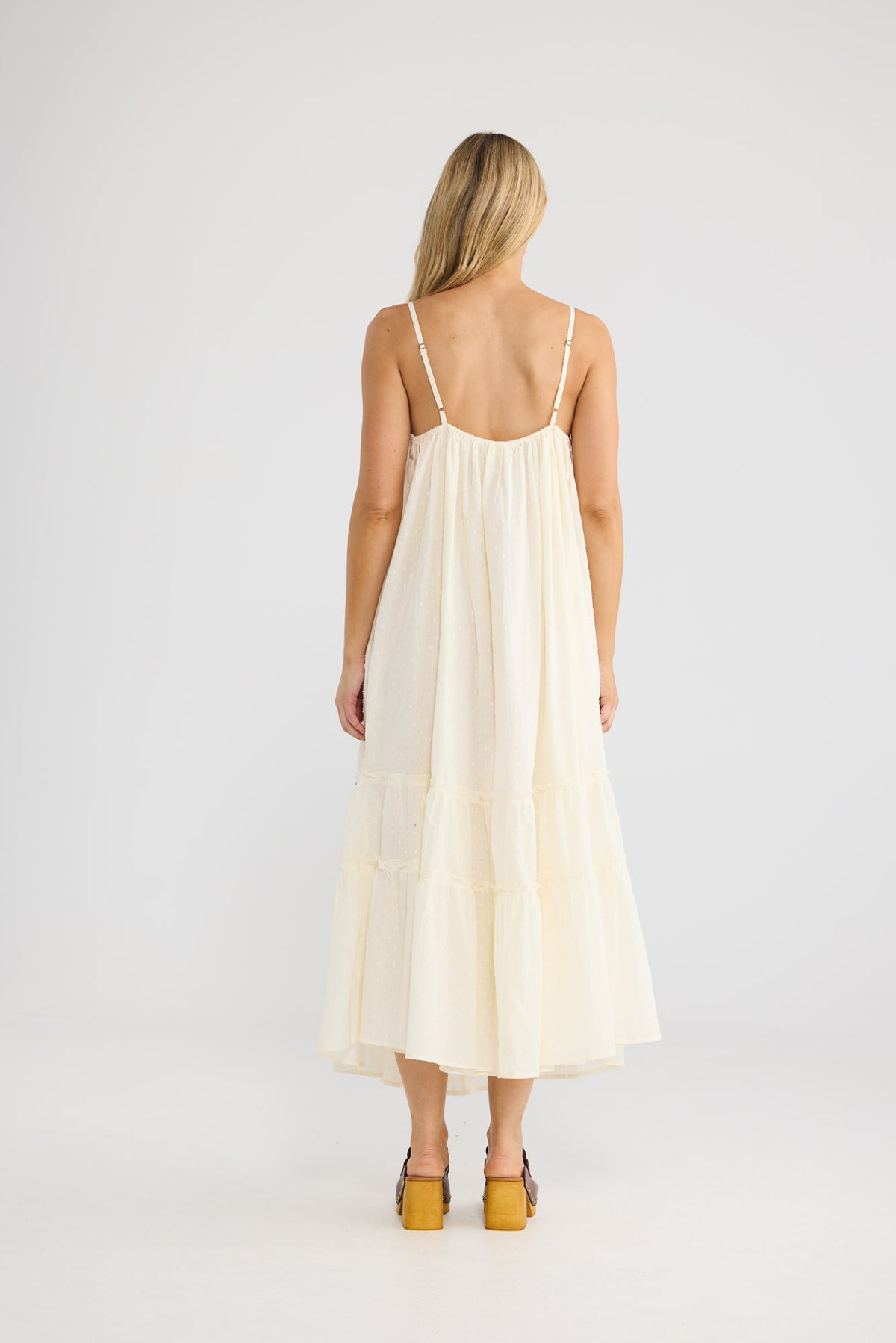 Saskia Maxi Dress in natural dobby — additional view.
