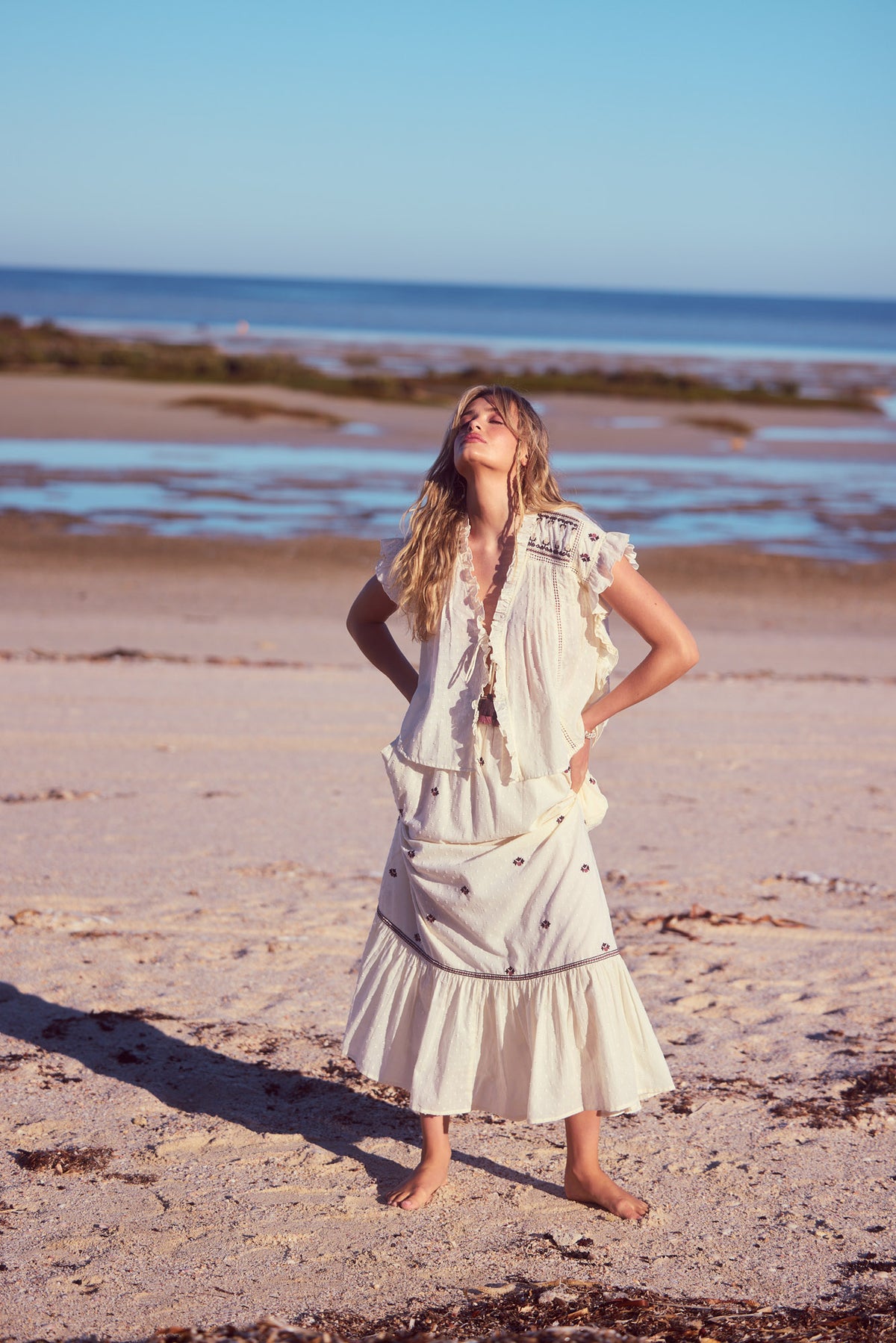 Saskia Tie Top in natural dobby — additional view 3.