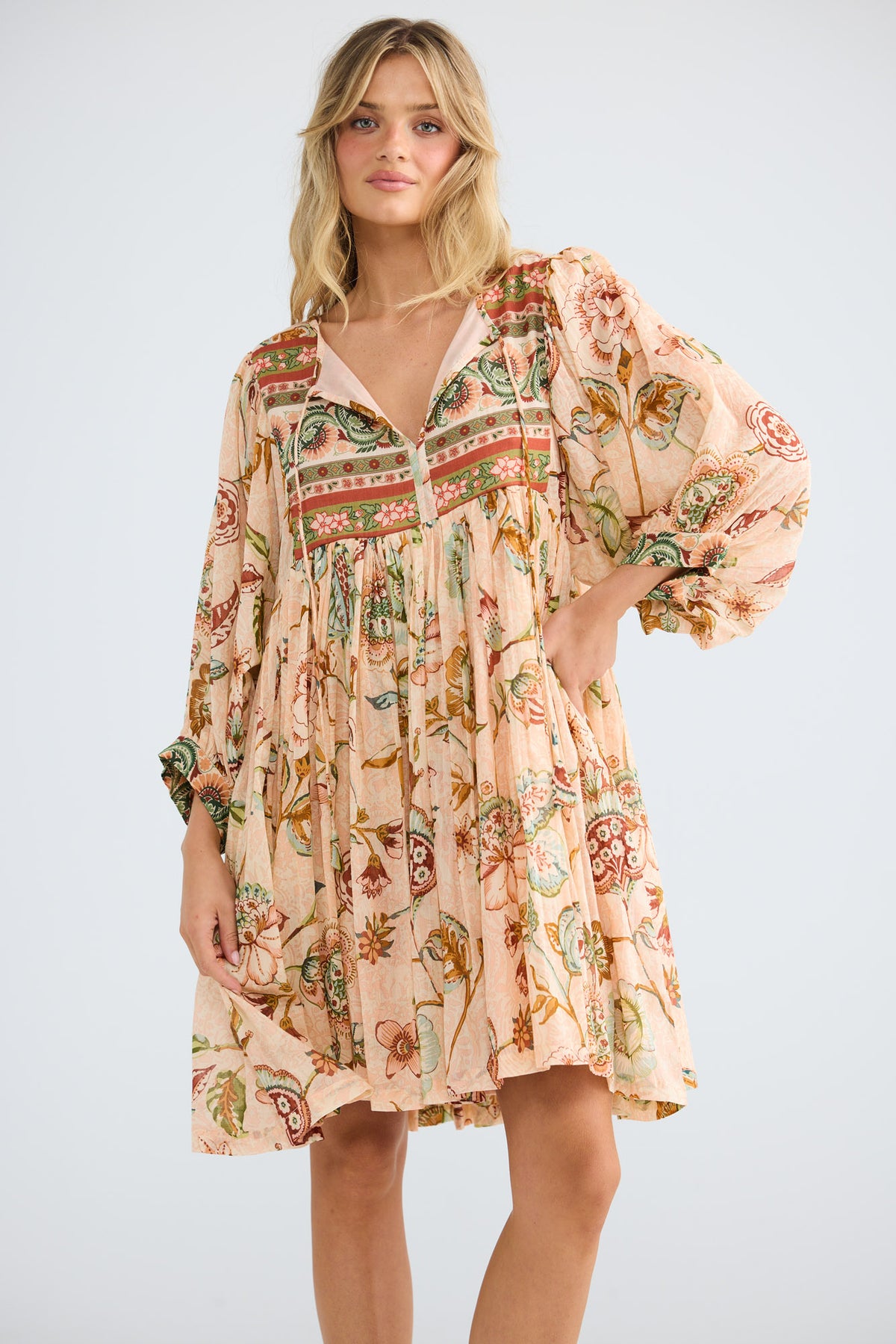 Wisteria Mini Dress in wildflower oasis — additional view 5.
