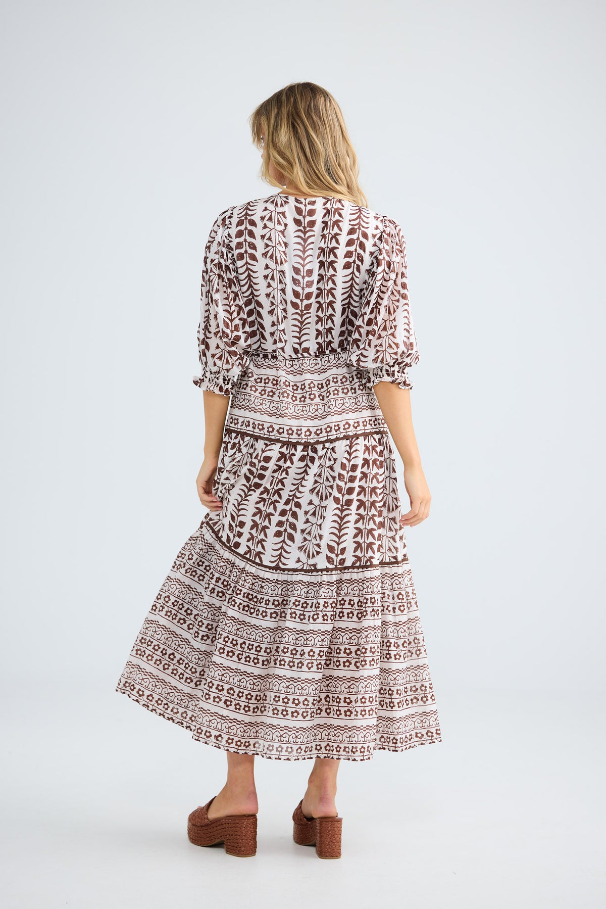 Tara Wrap Dress in chocolate paro — additional view.