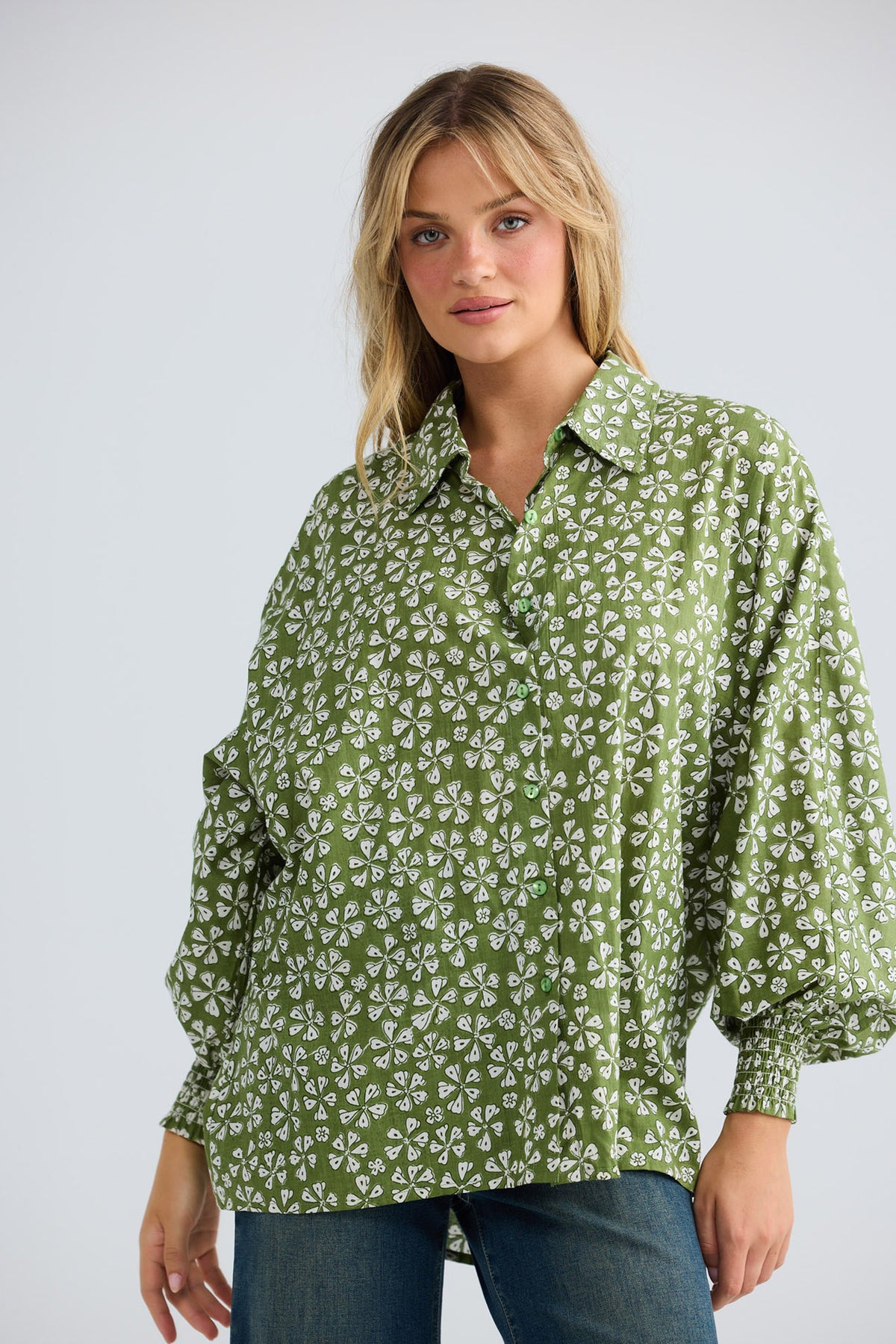 Chantilly Shirt in sage petal — additional view.