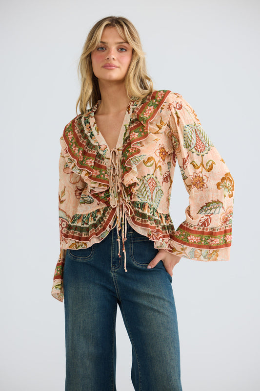 Carmen Frill Top in wildflower oasis — additional view 3.