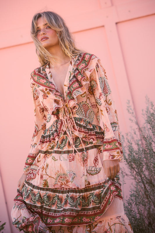 Carmen Frill Top in wildflower oasis — additional view.
