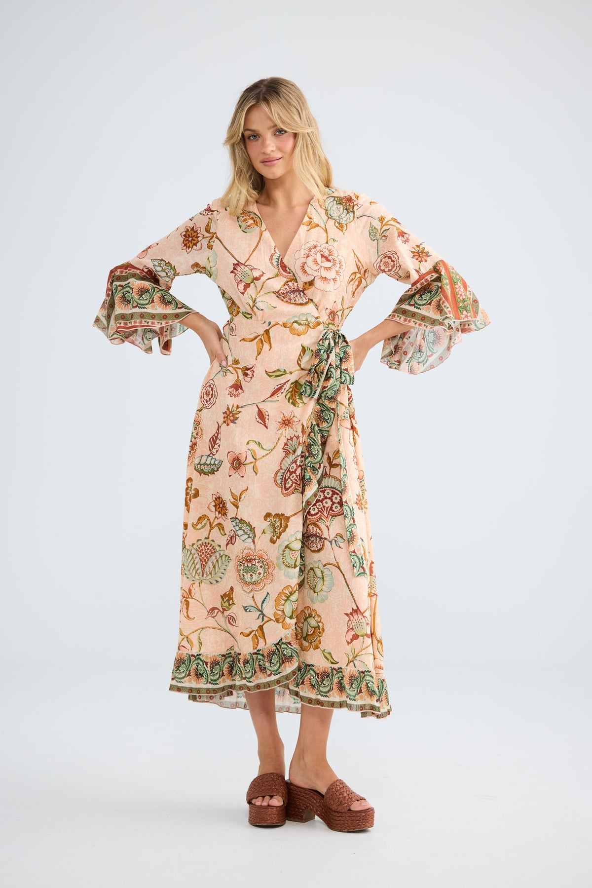 Carly Wrap Dress in wildflower oasis — additional view 4.
