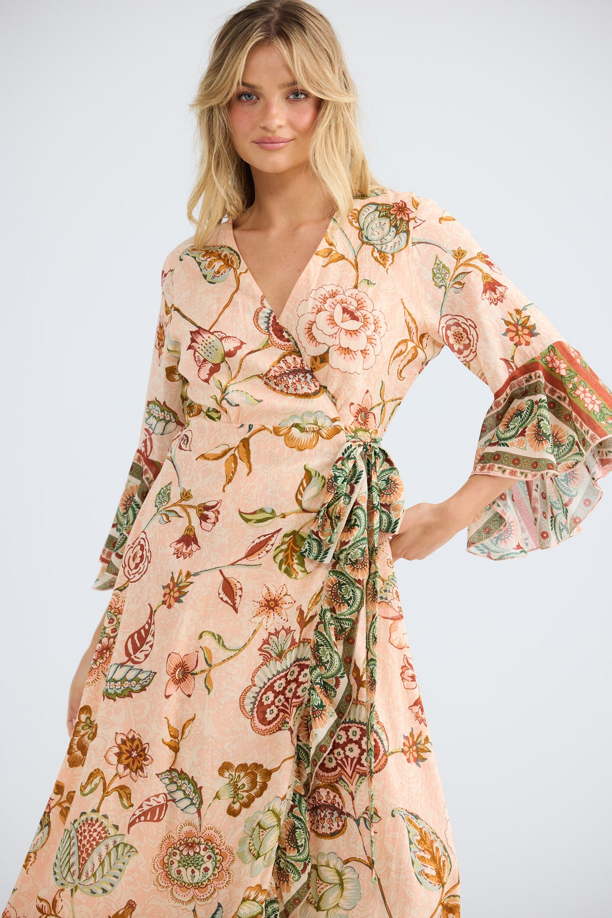Carly Wrap Dress in wildflower oasis — additional view 5.